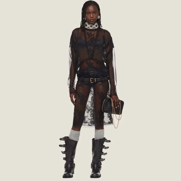 Miu Miu Chantilly Sheer Black Lace Dress size 36/xs - Picture 7 of 7